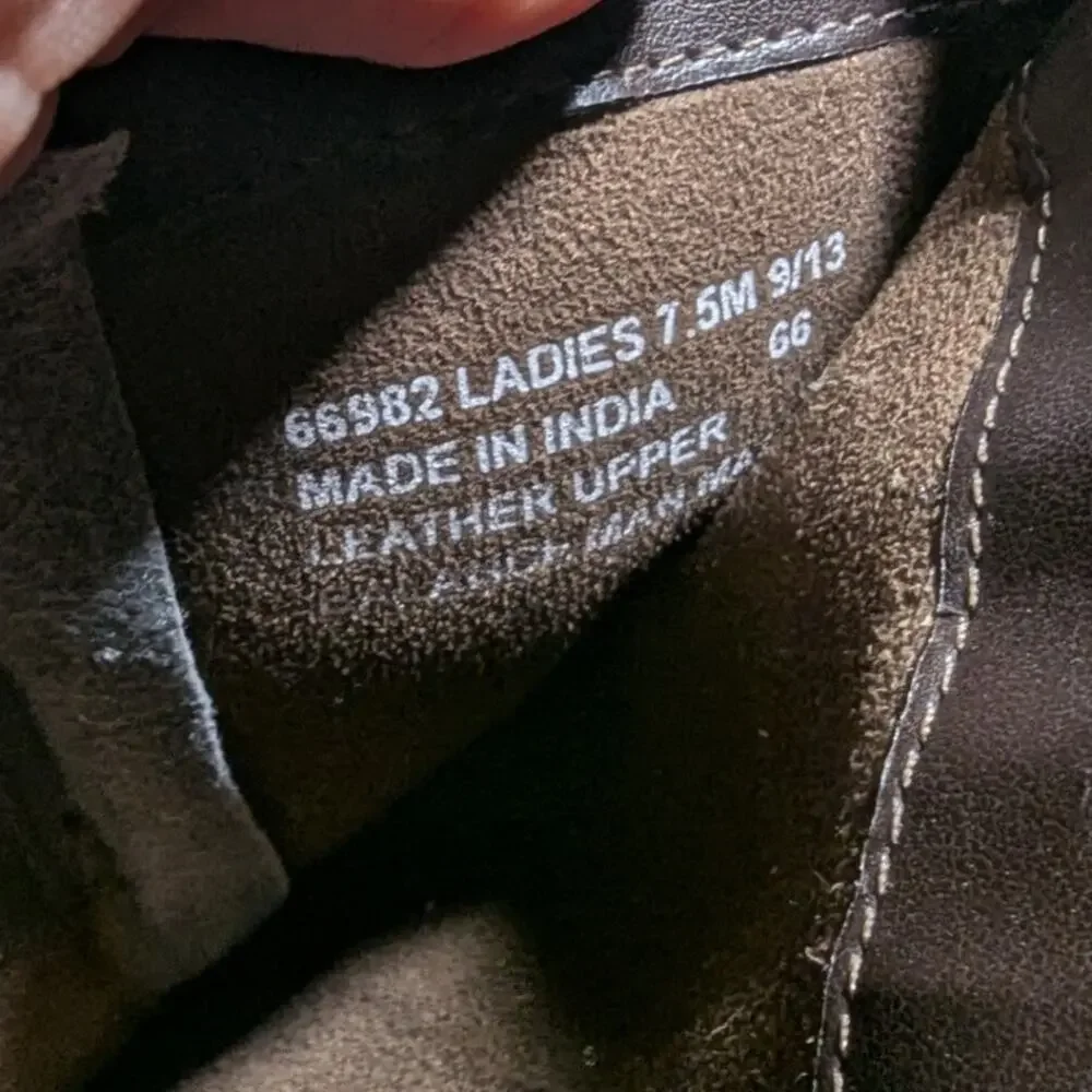 Clarks Plaza Pug Cognac Brown Leather Harness Knee High Flat Riding Boots Sz 7.5